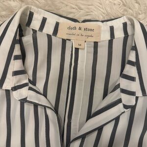 Cloth & Stone Grey and White Striped Top